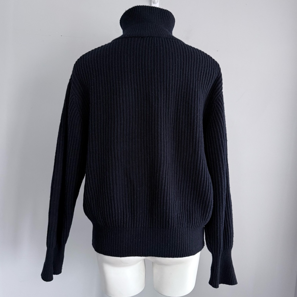 Dunst Half Zip Ribbed Wool Sweater Navy S Chunky Knit Minimalist Quiet Luxury - Picture 5 of 16